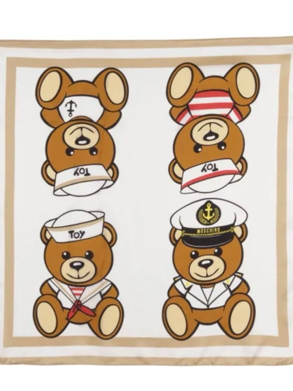 Moschino Beige & White Teddy Sailor Print Scarf Panel